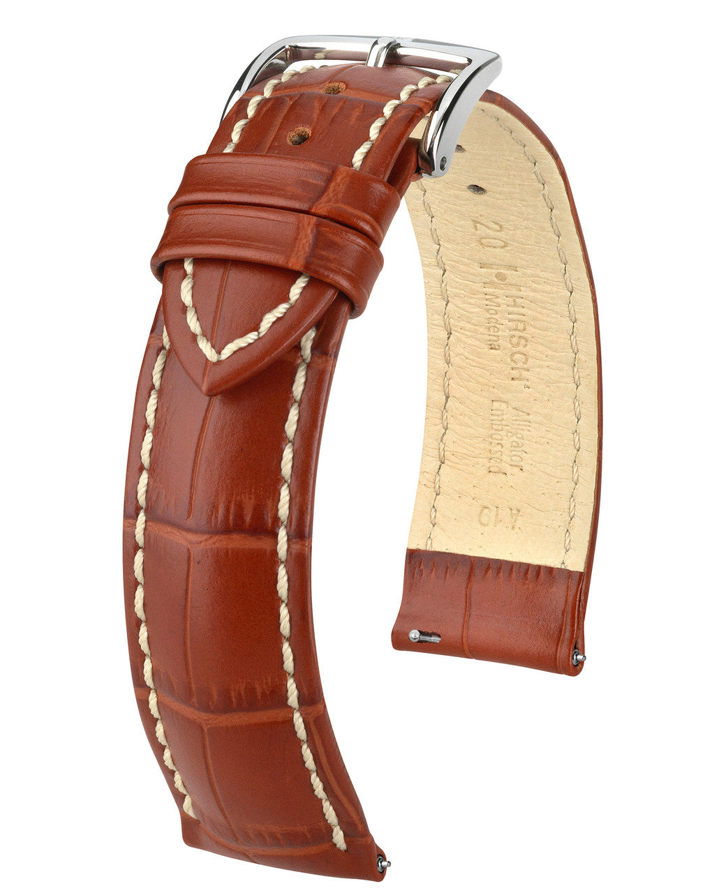 HIRSCH MODENA Alligator Embossed Calfskin Watch Band 1030 28 - Gold Brown