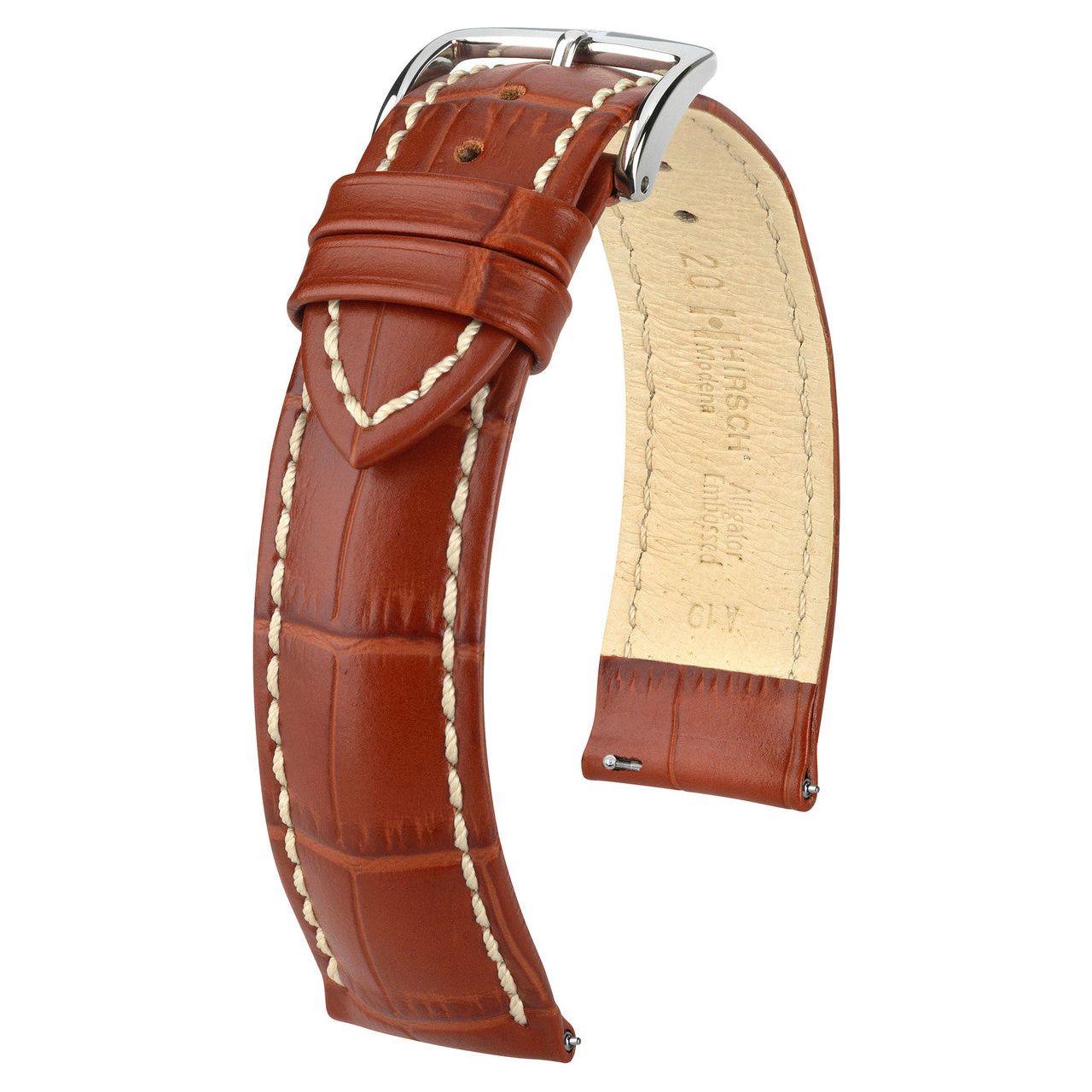 Gold Brown HIRSCH MODENA Alligator Embossed Calfskin Watch Band 1030 28