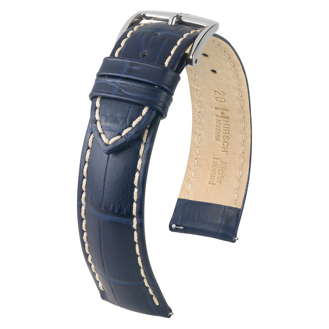 Blue HIRSCH MODENA Alligator Embossed Calfskin Watch Band 1030 28