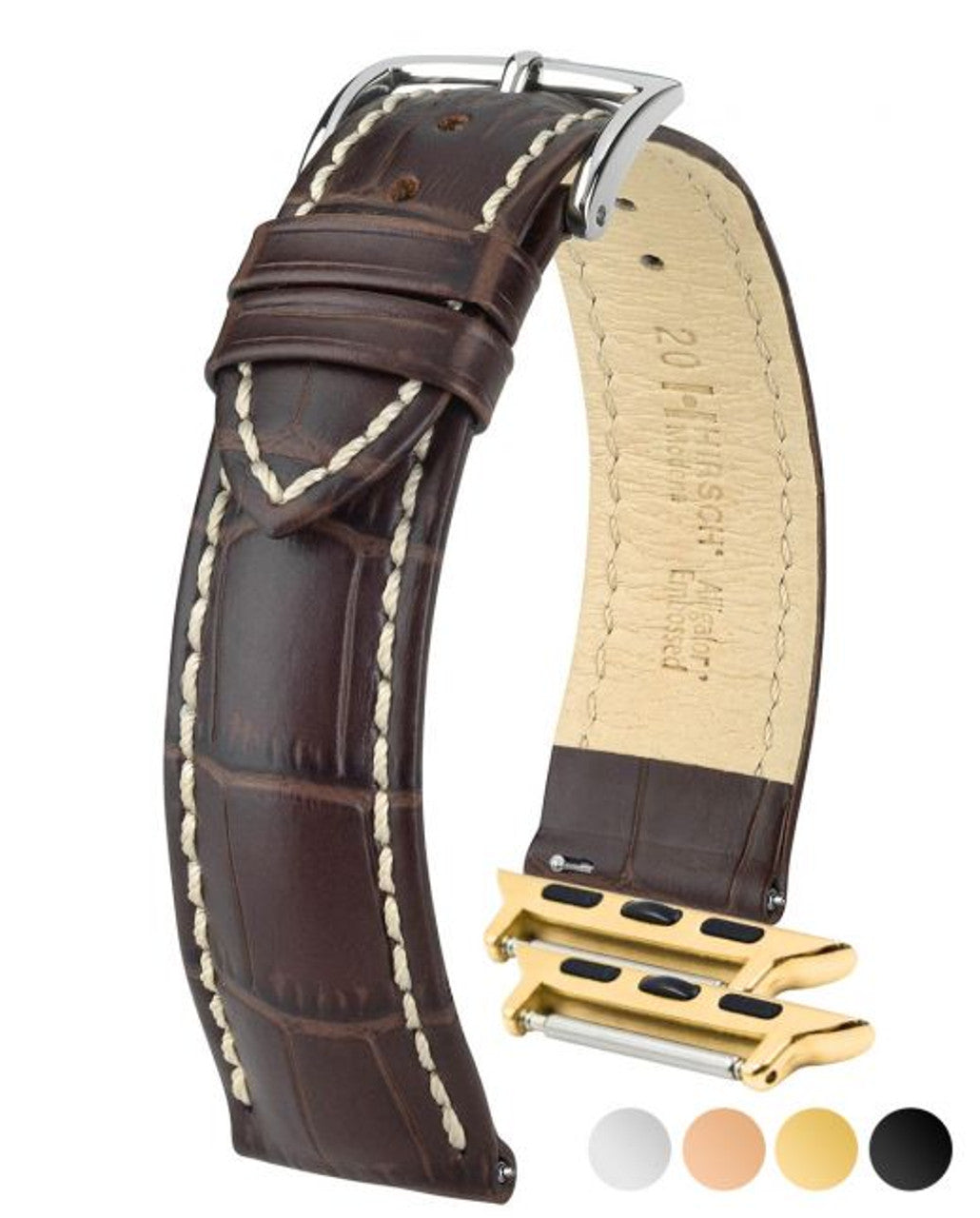 HIRSCH MODENA Alligator Embossed Calfskin Watch Band 1030 28 - Brown