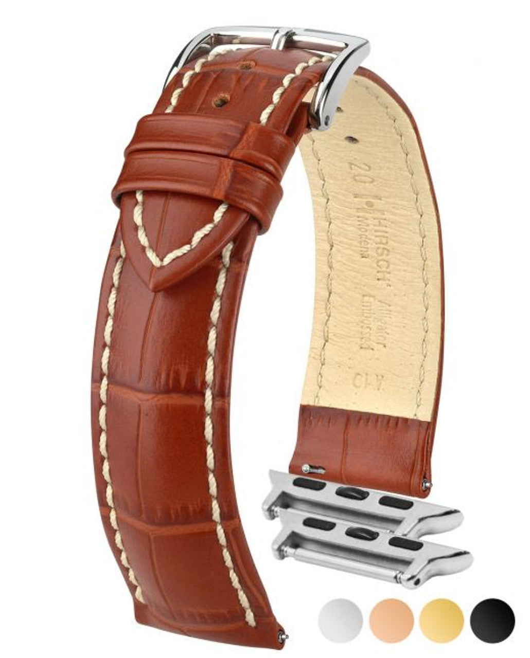 HIRSCH MODENA Alligator Embossed Calfskin Watch Band 1030 28 - Gold Brown