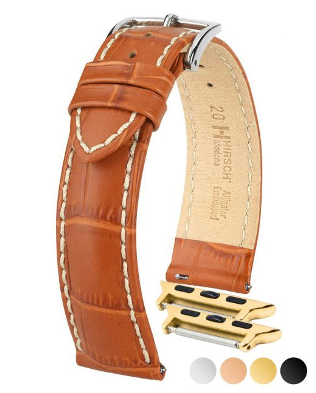 HIRSCH MODENA Alligator Embossed Calfskin Watch Band 1030 28 - Honey