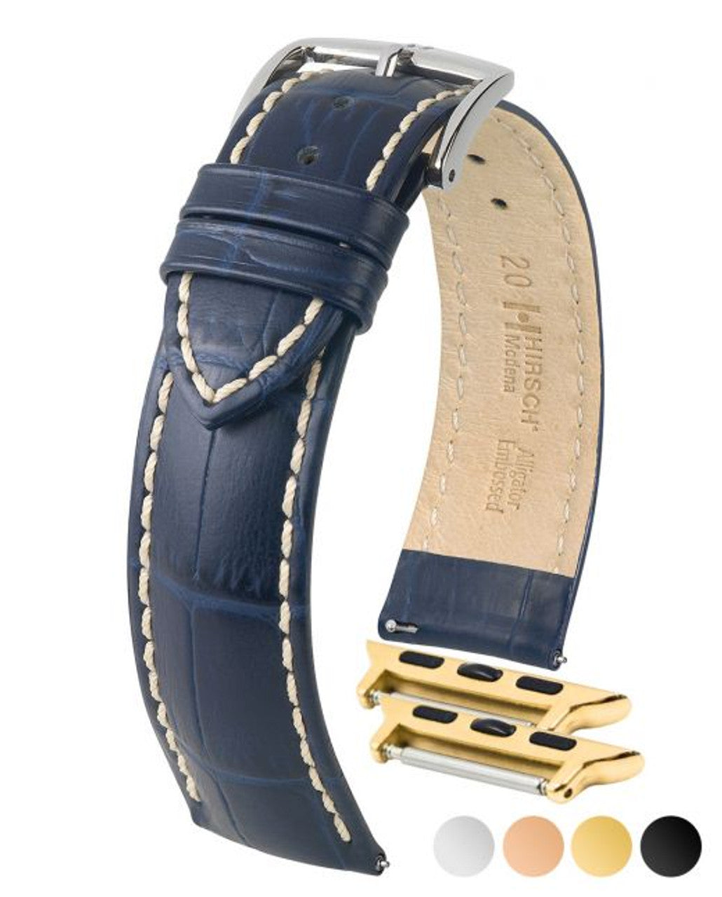 HIRSCH MODENA Alligator Embossed Calfskin Watch Band 1030 28 - Blue