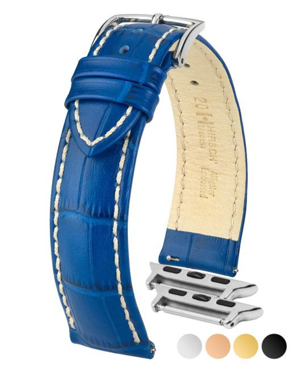 HIRSCH MODENA Alligator Embossed Calfskin Watch Band 1030 28 - Royal Blue