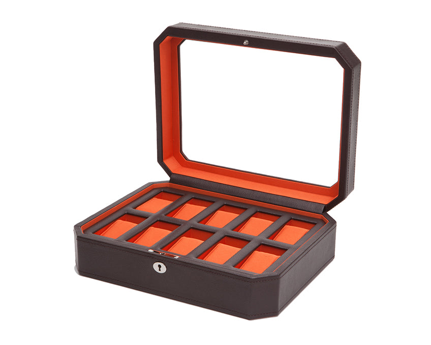 WOLF 1834 - Windsor 10 Piece Watch Box - Brown/Orange