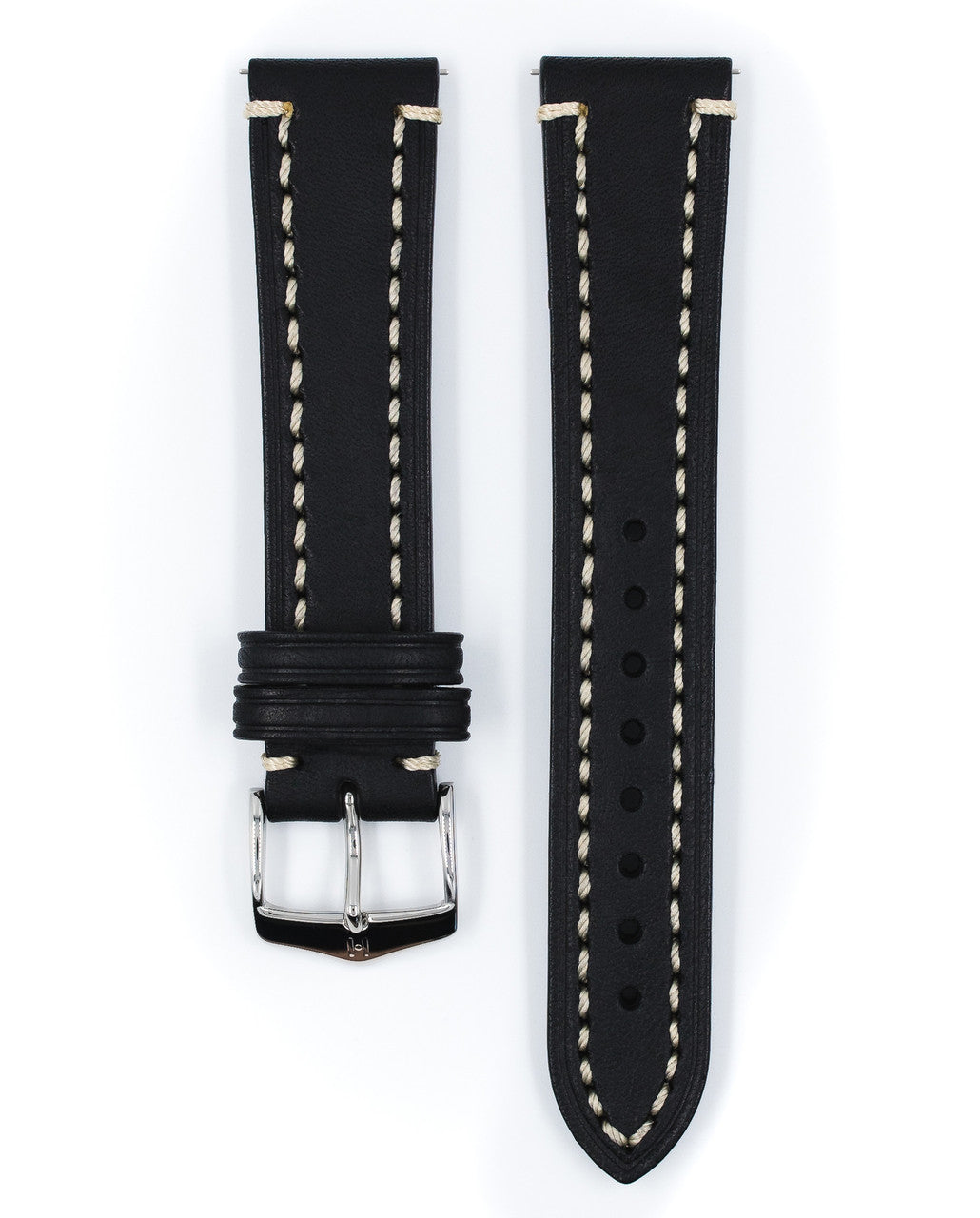 HIRSCH LIBERTY Long Saddle Leather Watch Band 1092 02 - Black