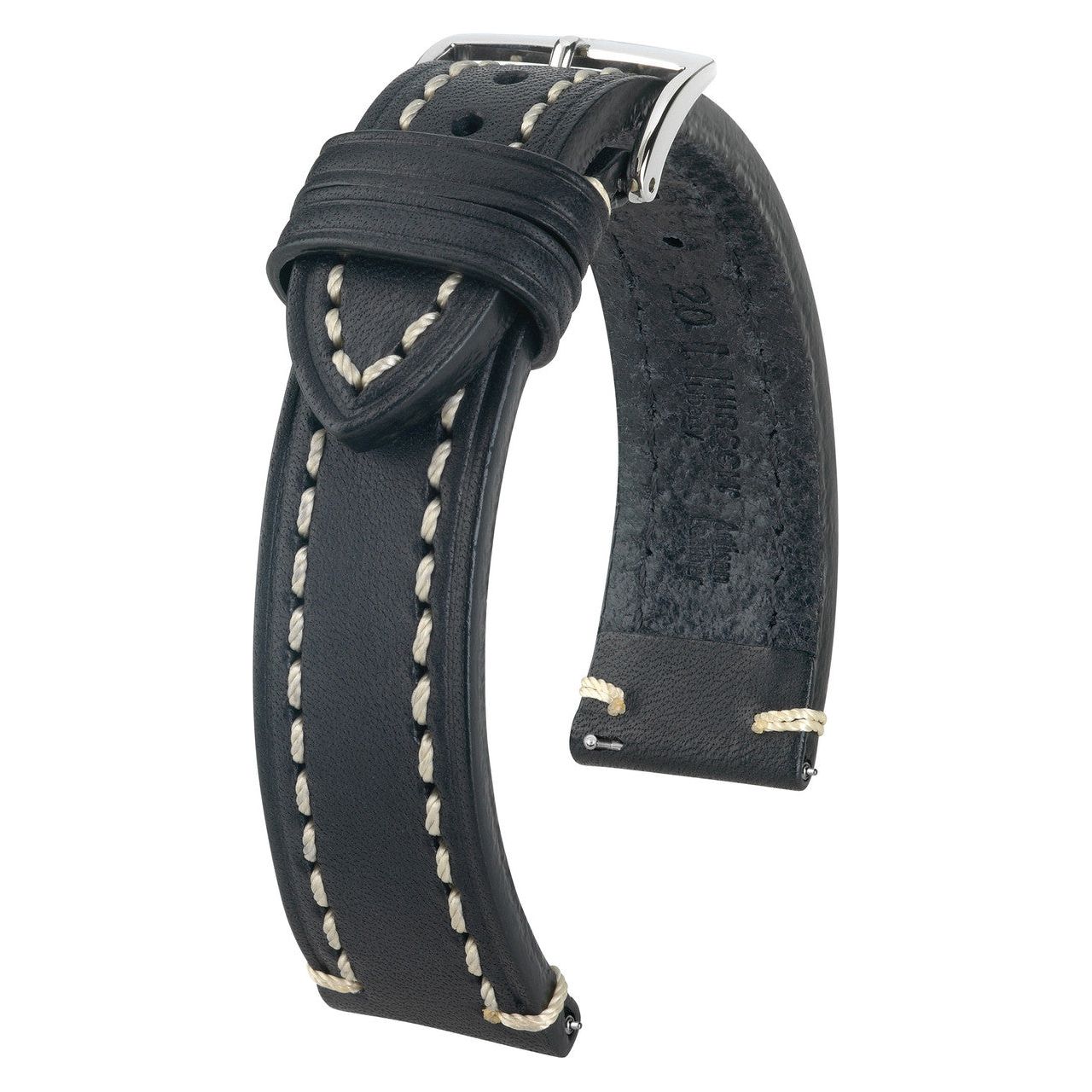 Black HIRSCH LIBERTY Saddle Leather Watch Band 1090 02