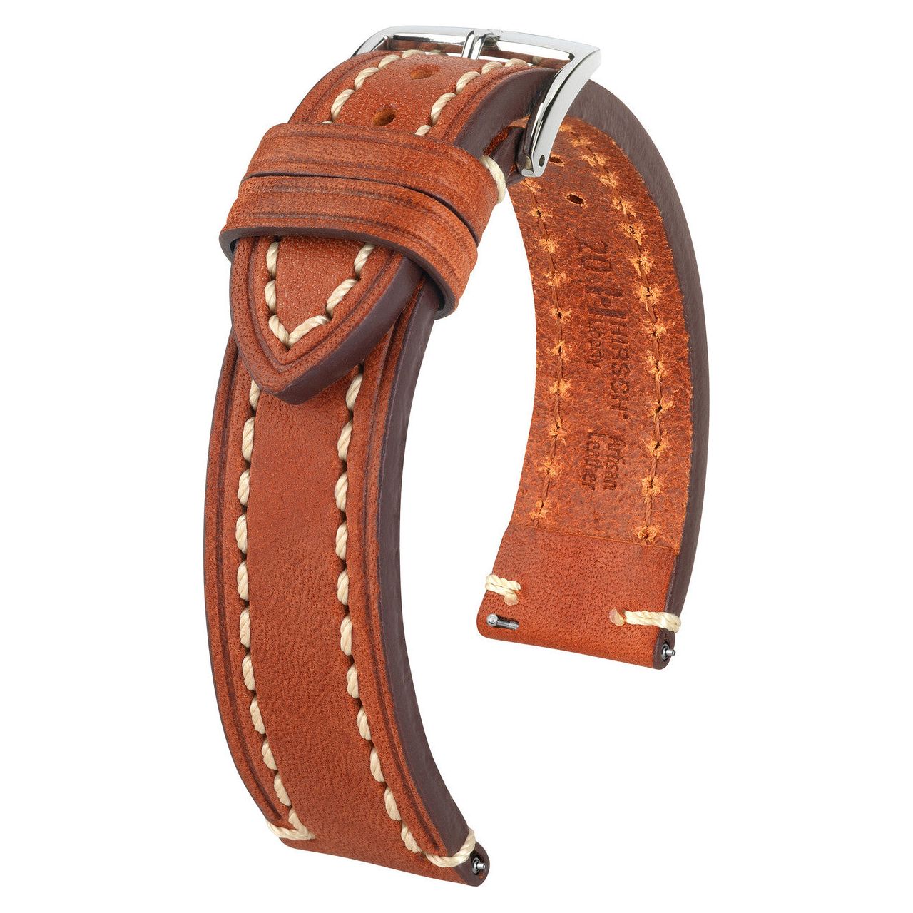 Gold Brown HIRSCH LIBERTY Saddle Leather Watch Band 1090 02