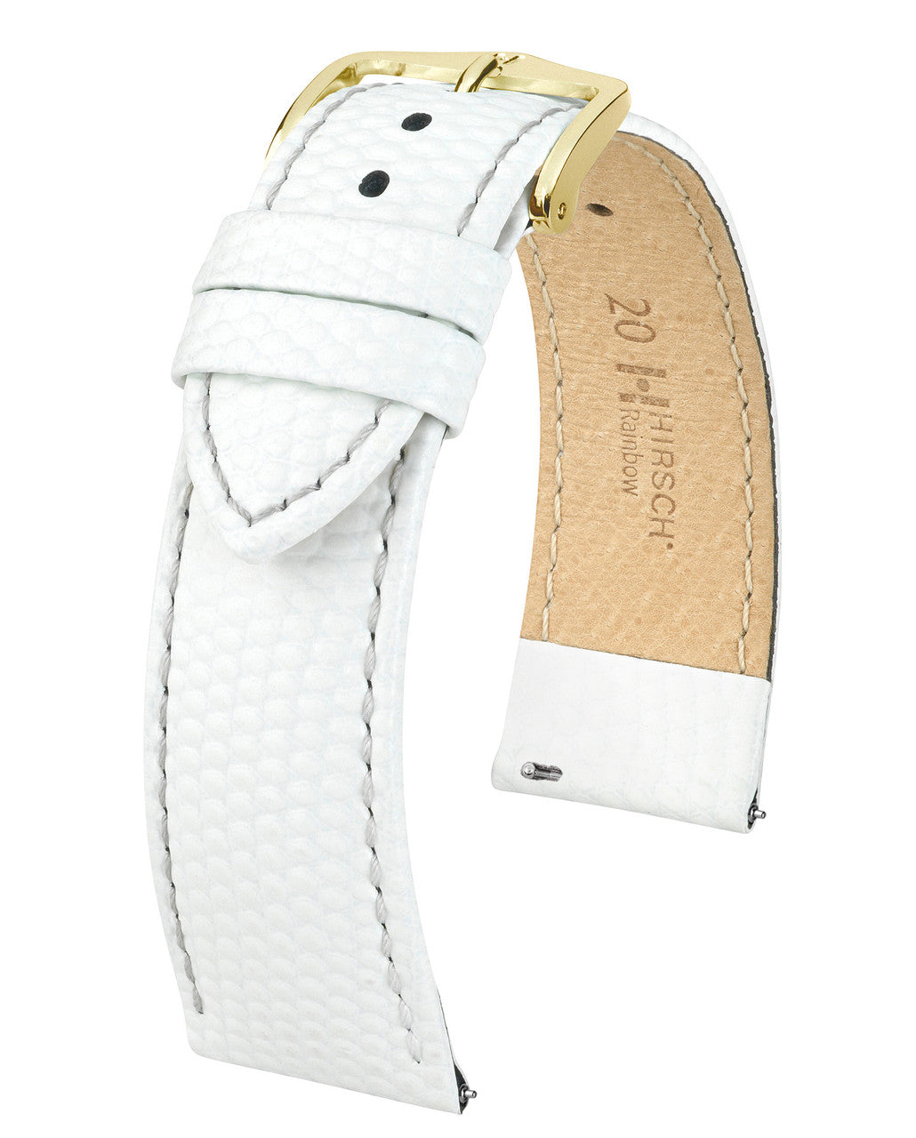 HIRSCH RAINBOW Lizard Embossed Calfskin Watch Strap 1230 26 - White