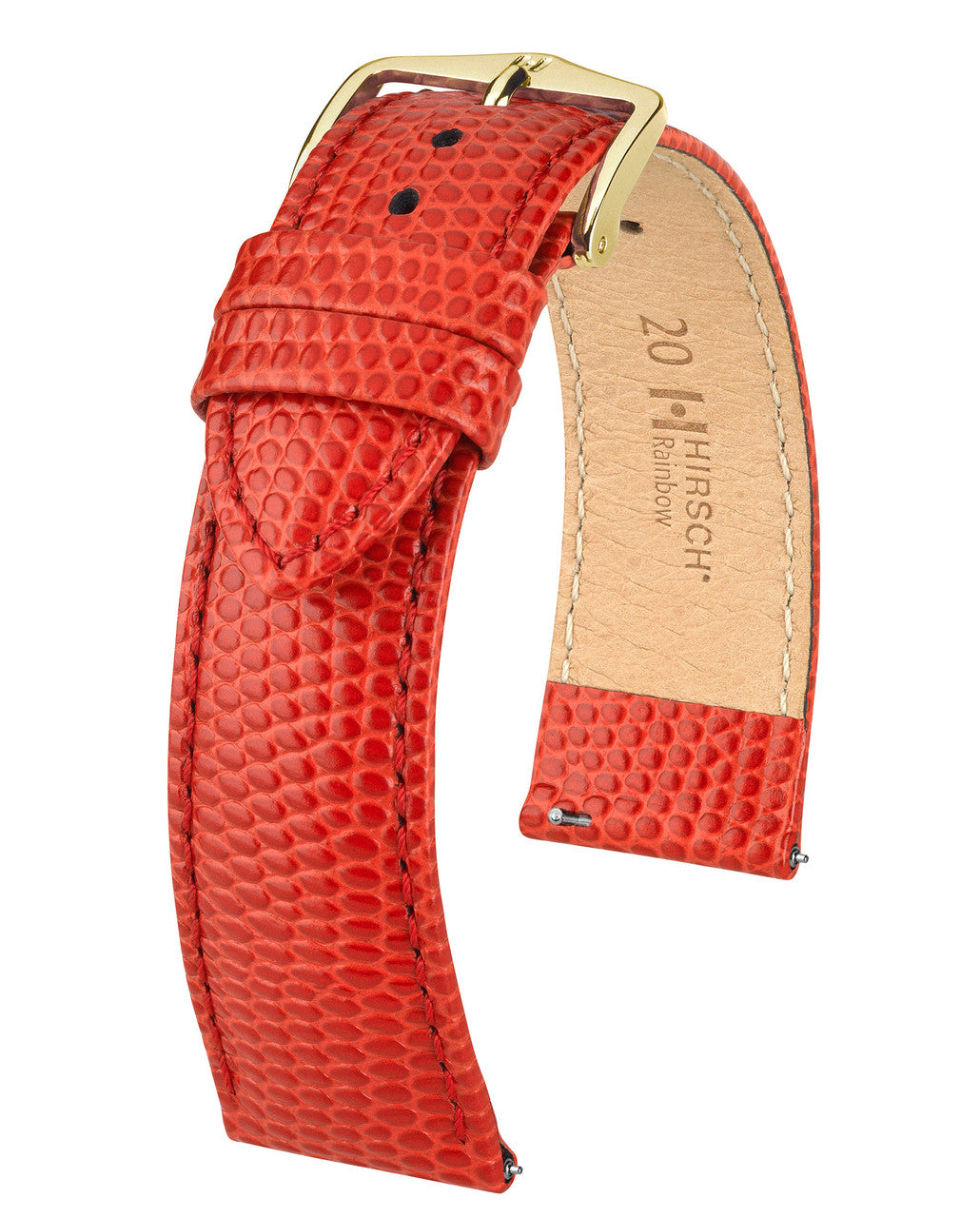 HIRSCH RAINBOW Lizard Embossed Calfskin Watch Strap 1230 26 - Red