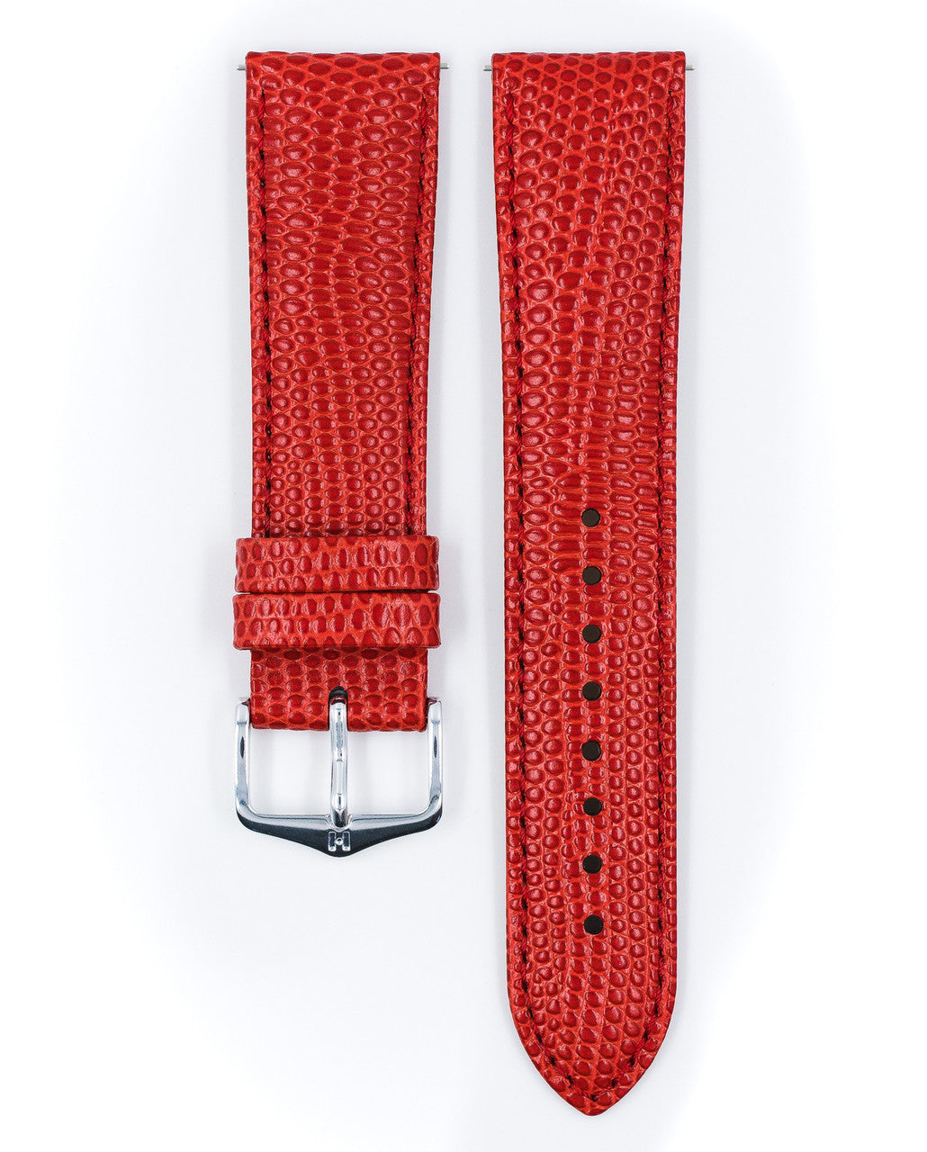 HIRSCH RAINBOW Lizard Embossed Calfskin Watch Strap 1230 26 - Red