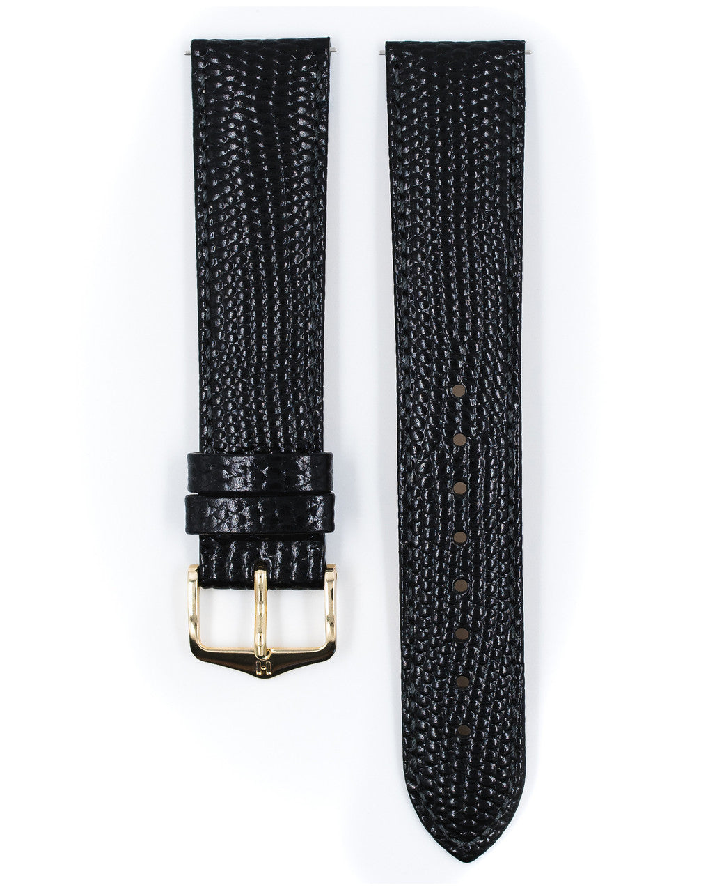 HIRSCH RAINBOW Lizard Embossed Calfskin Watch Strap 1232 26 - Black