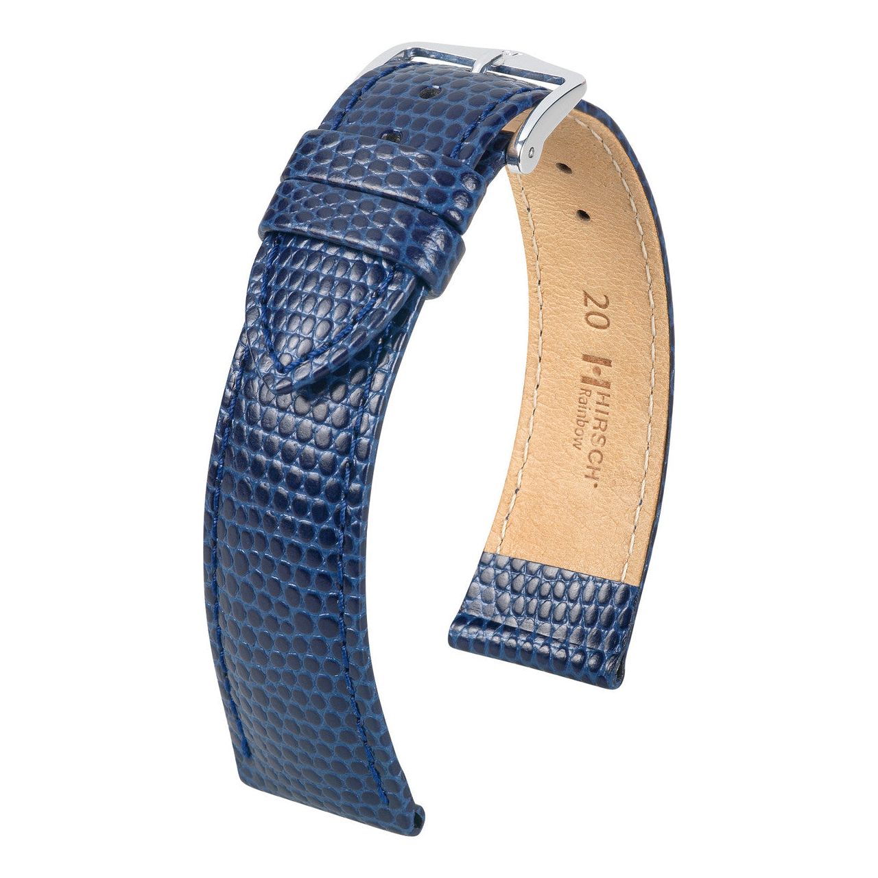 Blue HIRSCH RAINBOW Lizard Embossed Watch Strap