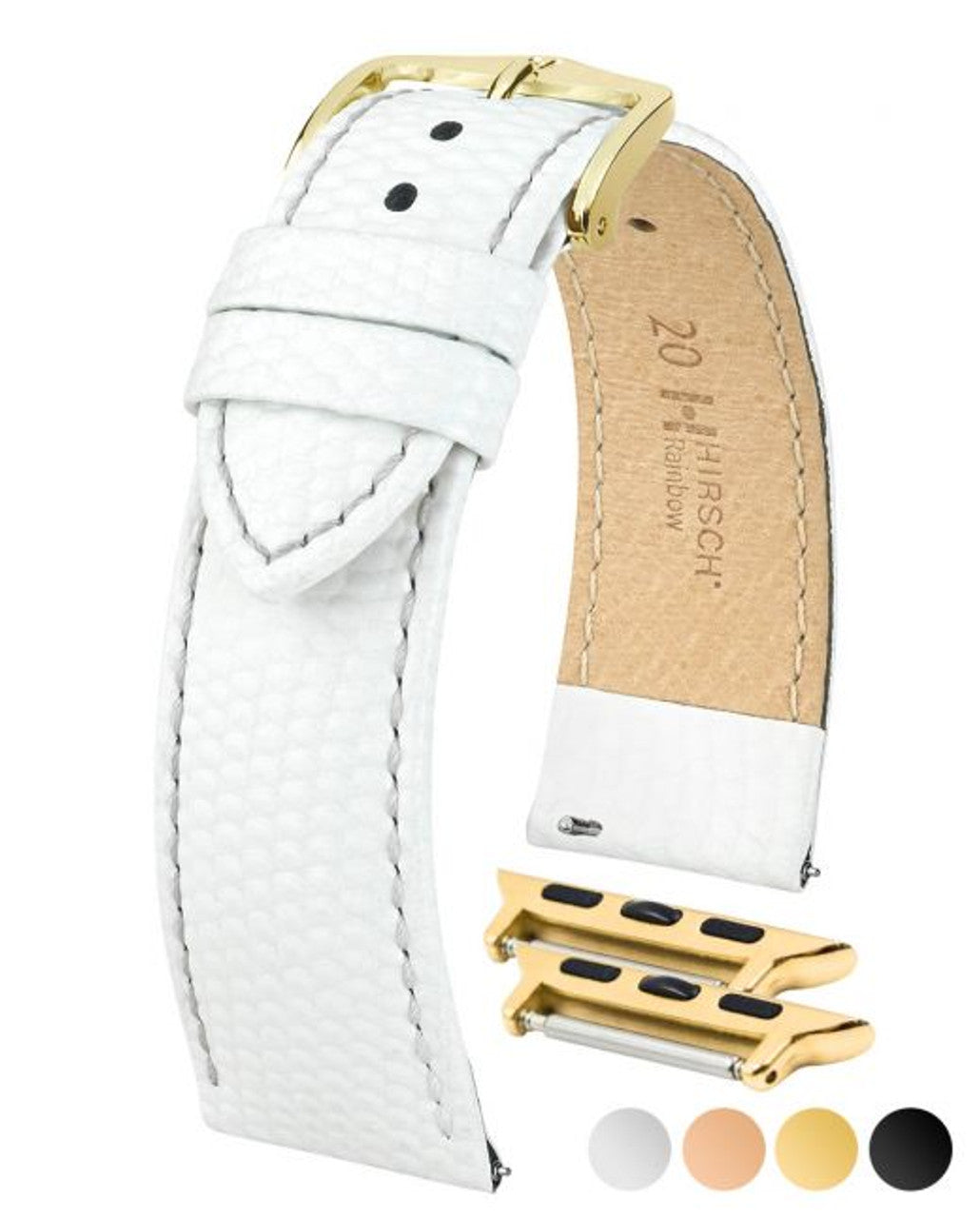 HIRSCH RAINBOW Lizard Embossed Calfskin Watch Strap 1230 26 - White