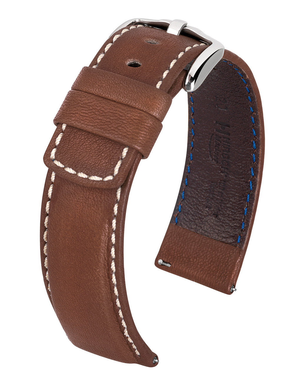 HIRSCH MARINER Water Resistant Saddle Leather Watchband 1450 21 - Brown