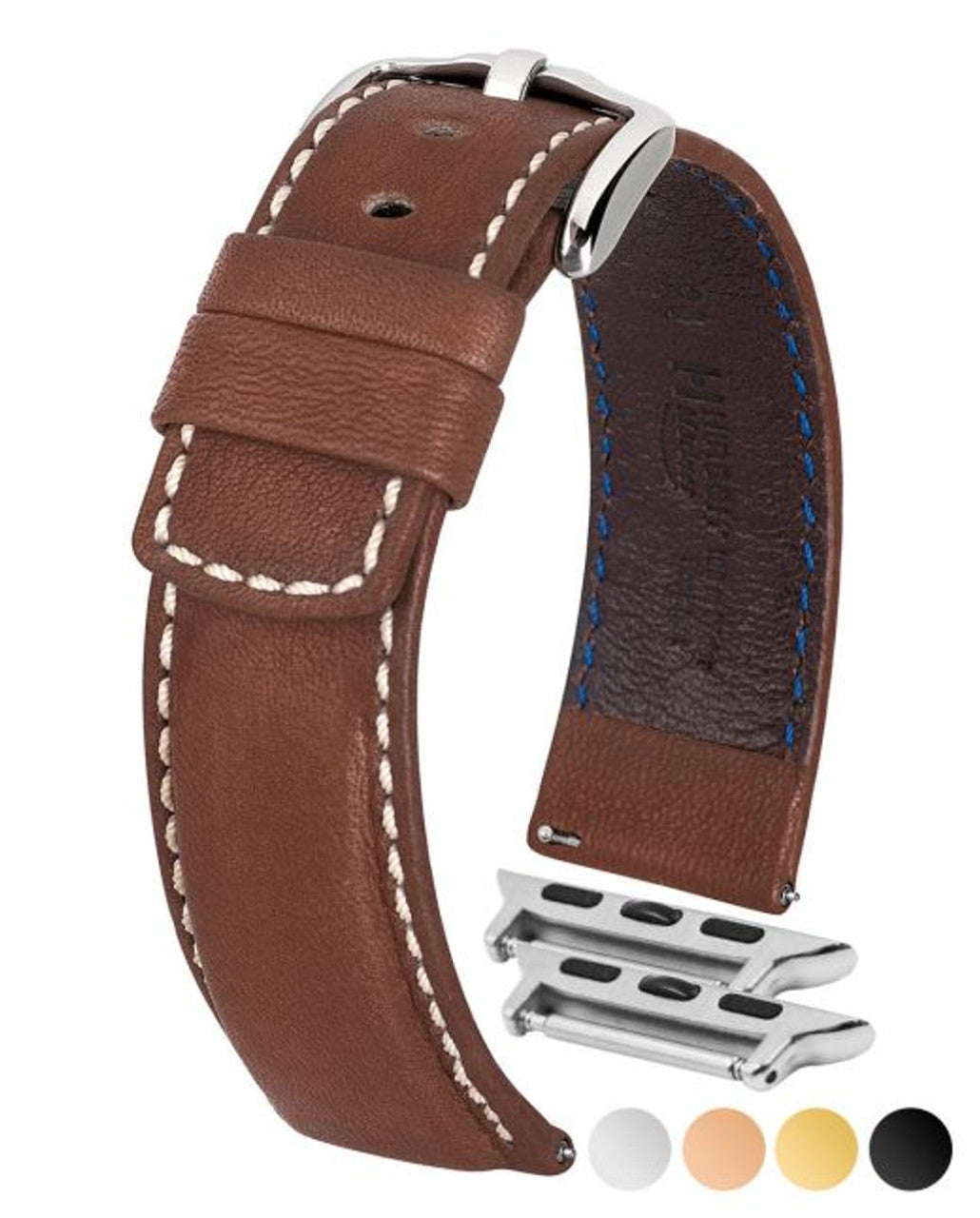 HIRSCH MARINER Water Resistant Saddle Leather Watchband 1450 21 - Brown