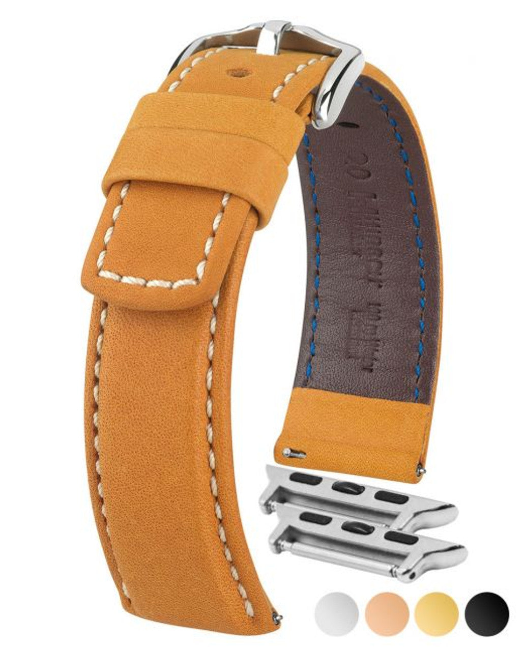 HIRSCH MARINER Water Resistant Saddle Leather Watchband 1450 21 - Gold Brown