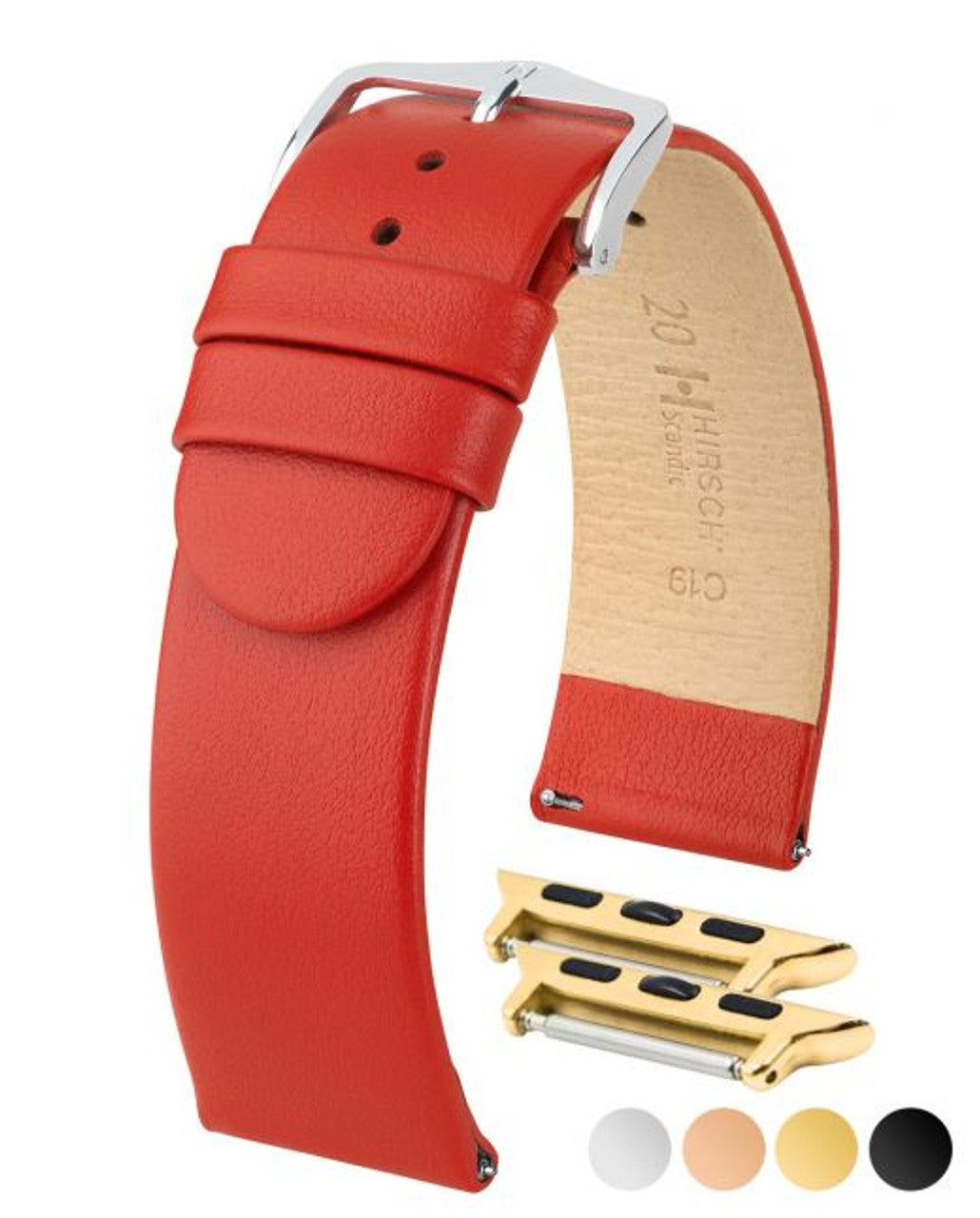 HIRSCH SCANDIC Classic Calfskin Watch Strap 1785 20 - Red