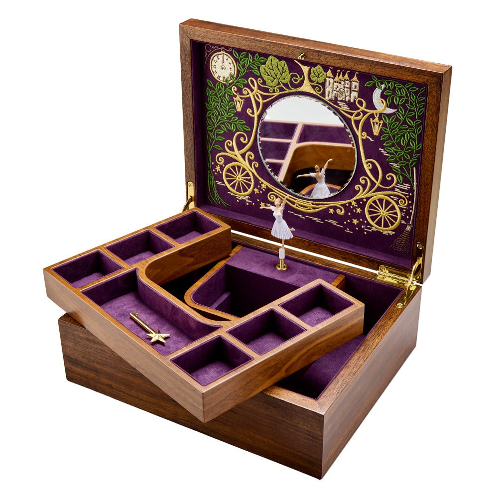 WOLF 1834 Ballet Musical Jewellery Box - Cinderella Walnut Wood - view 13