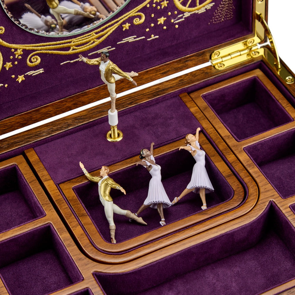 WOLF 1834 Ballet Musical Jewellery Box - Cinderella Walnut Wood - view 6