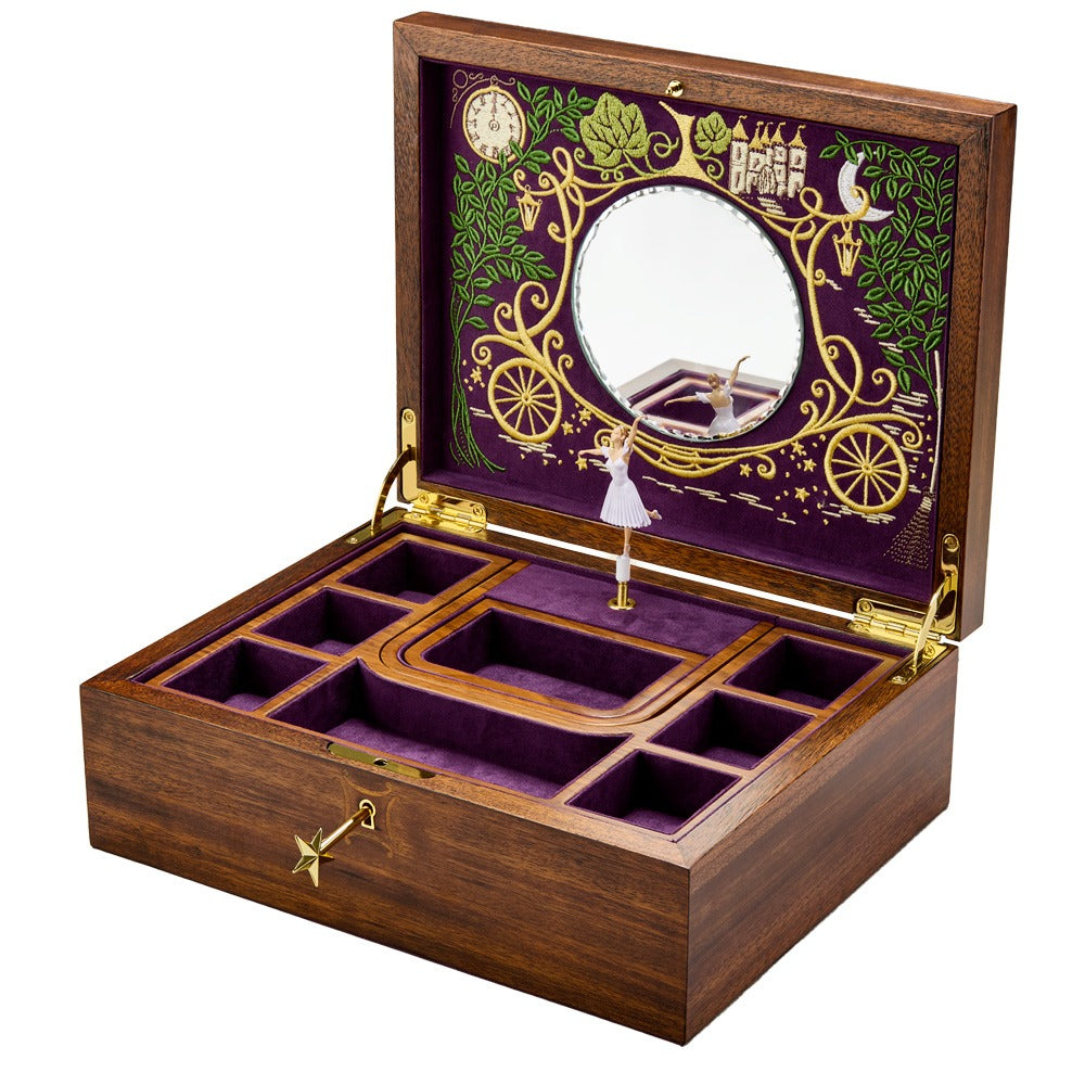 WOLF 1834 Ballet Musical Jewellery Box - Cinderella Walnut Wood - view 15