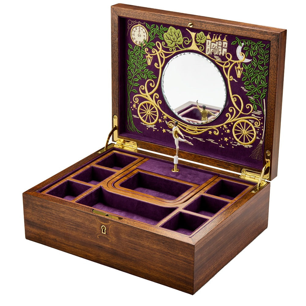 WOLF 1834 Ballet Musical Jewellery Box - Cinderella Walnut Wood - view 2