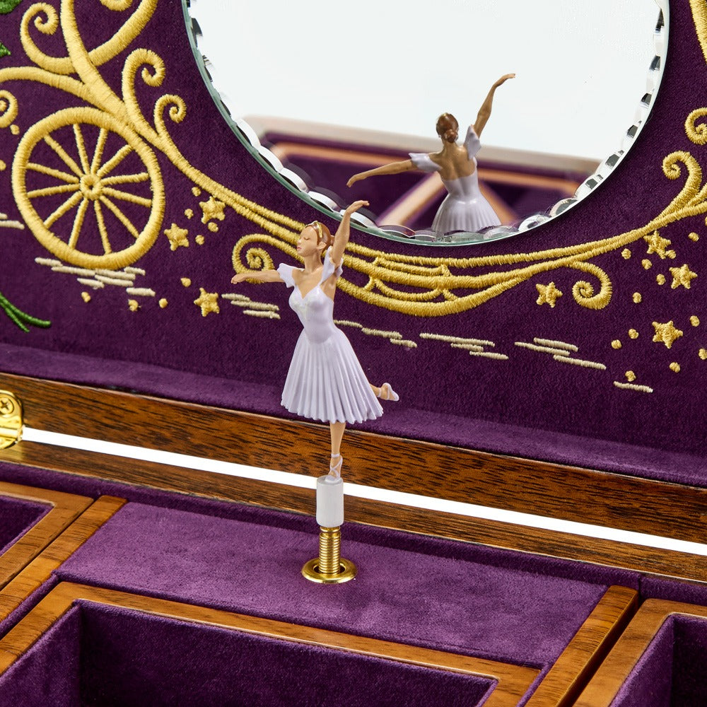WOLF 1834 Ballet Musical Jewellery Box - Cinderella Walnut Wood