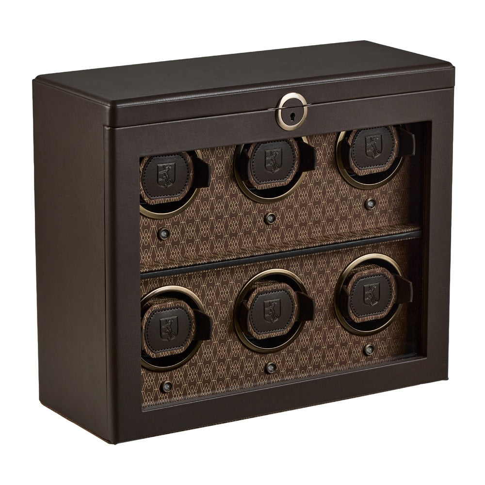 WOLF 1834 Earth 6 Piece Watch Winder - Coffee