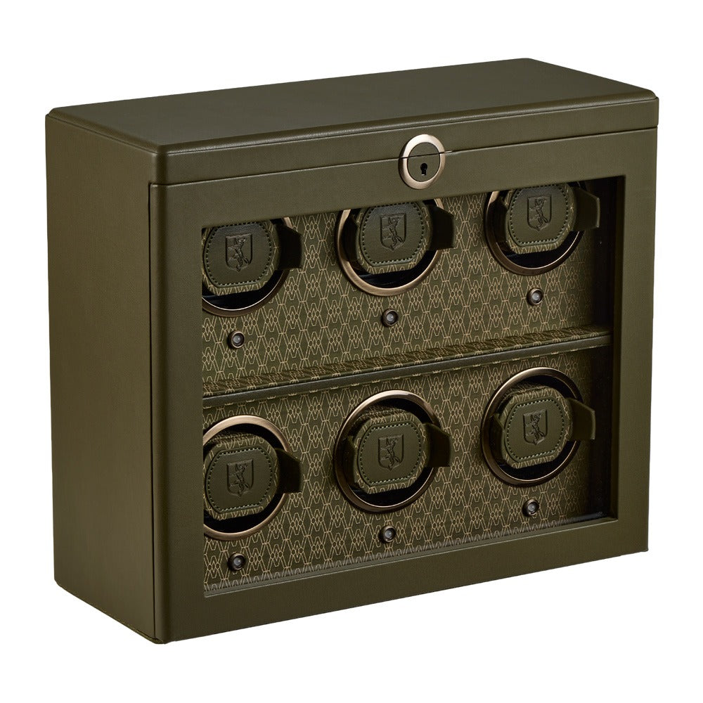 WOLF 1834 Earth 6 Piece Watch Winder - Olive