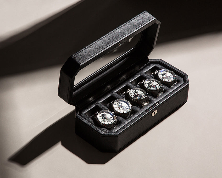 WOLF 1834 - Windsor 5 Piece Watch Box - Black/Grey