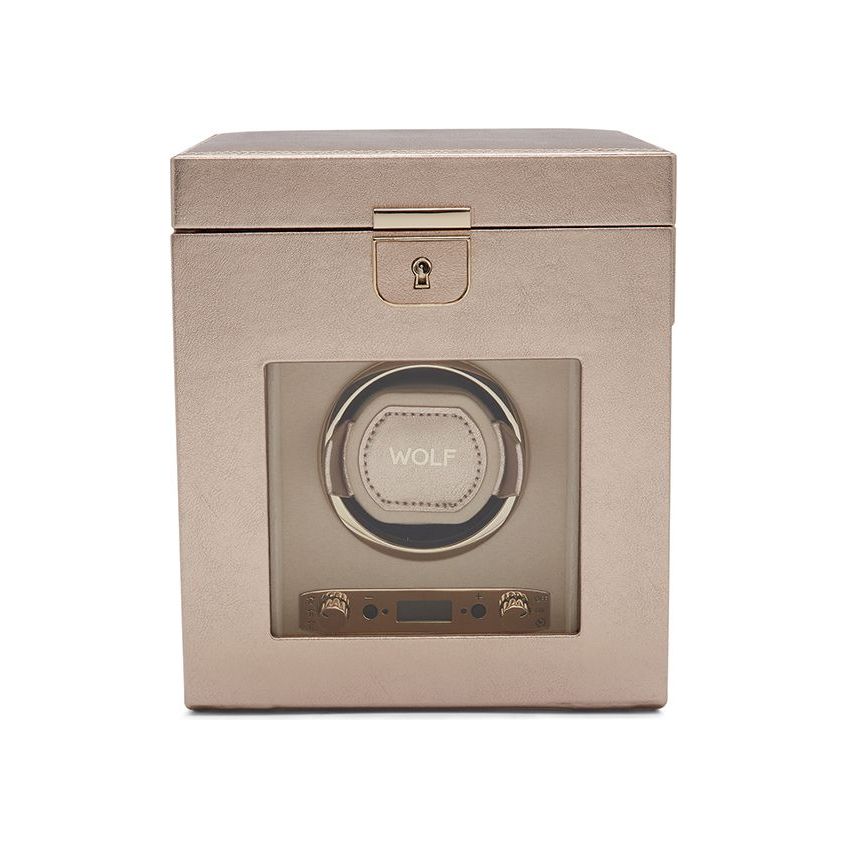 WOLF - Palermo Single Watch Winder With Jewelry Storage, Rose Gold