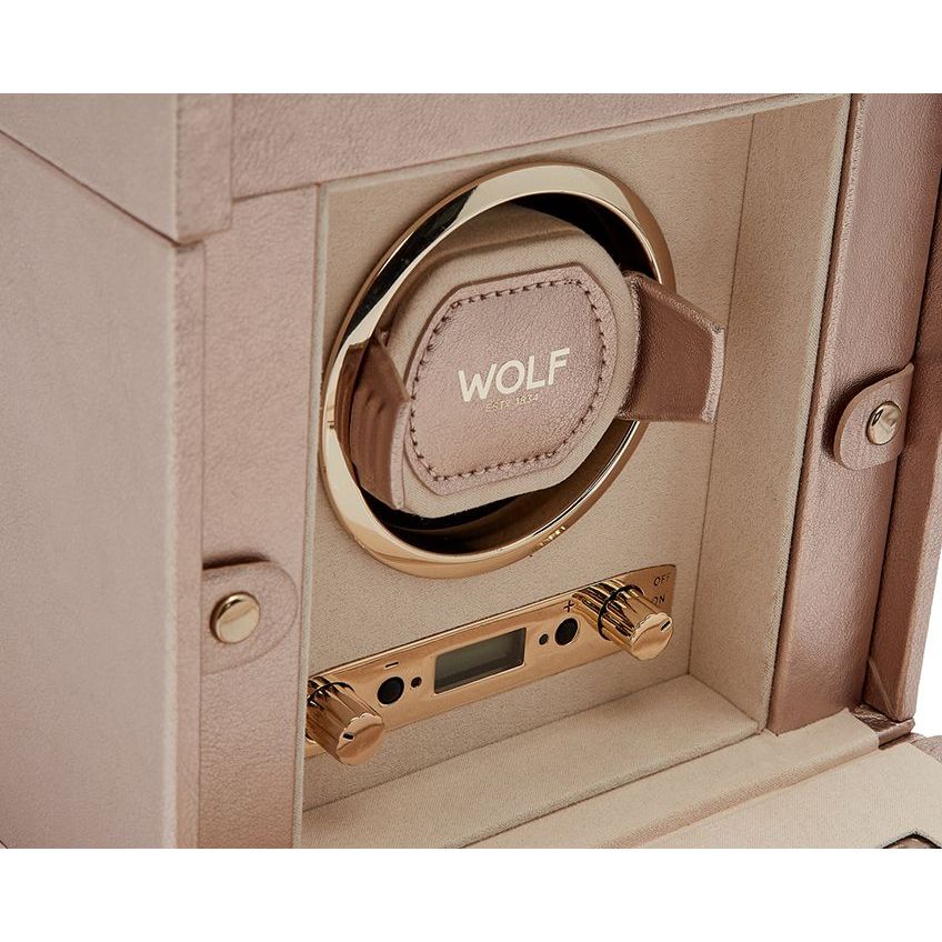 WOLF - Palermo Single Watch Winder With Jewelry Storage, Rose Gold