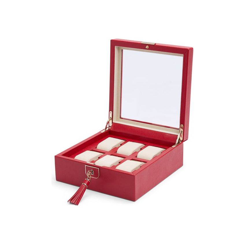 WOLF - Palermo 6 Piece Watch Box, Red