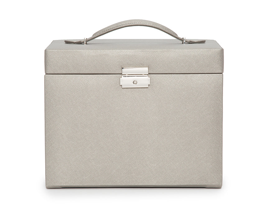WOLF 1834 Heritage Medium Jewelry Box - Pewter Saffiano