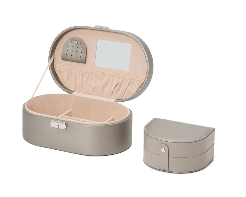 WOLF 1834 Heritage Oval Jewelry Box - Pewter Saffiano - view 4
