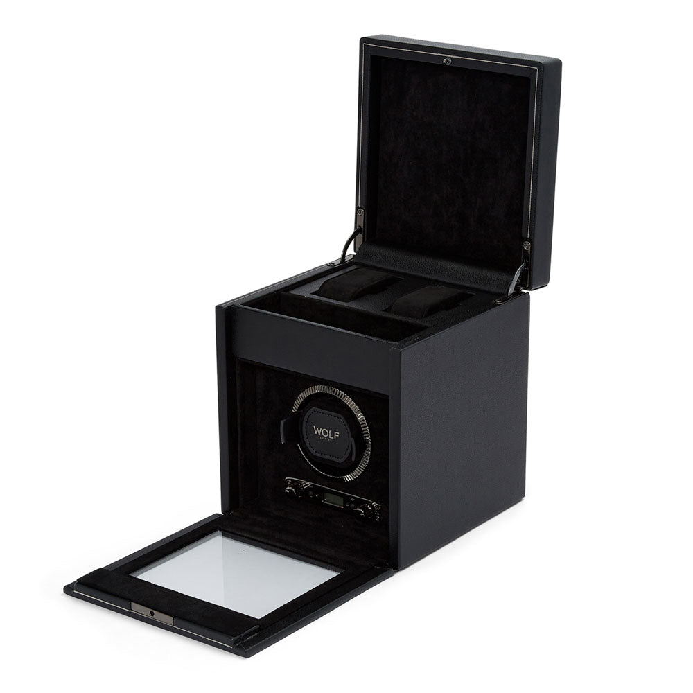 WOLF 1834 - British Racing Single Watch Winder with Storage - Black