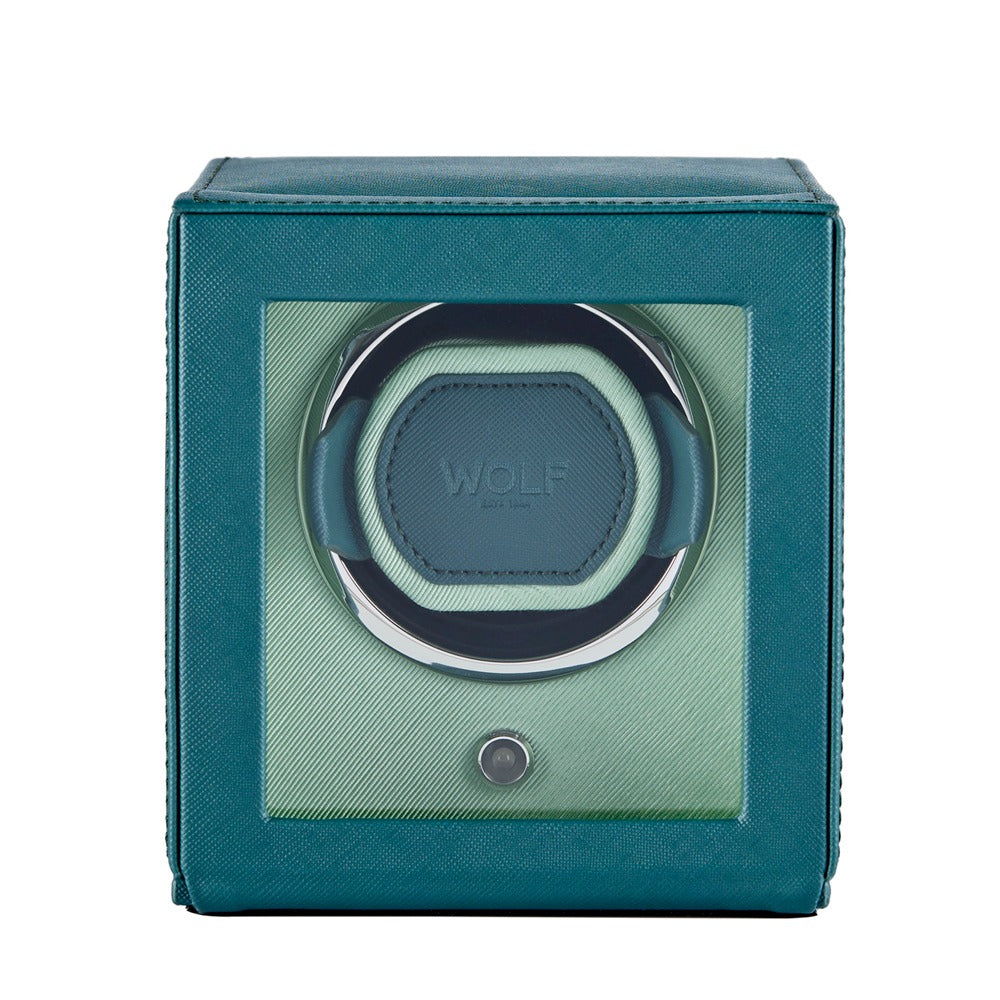 WOLF 1834 - Cub Seltzer Single Watch Winder with Cover - Teal/Mint