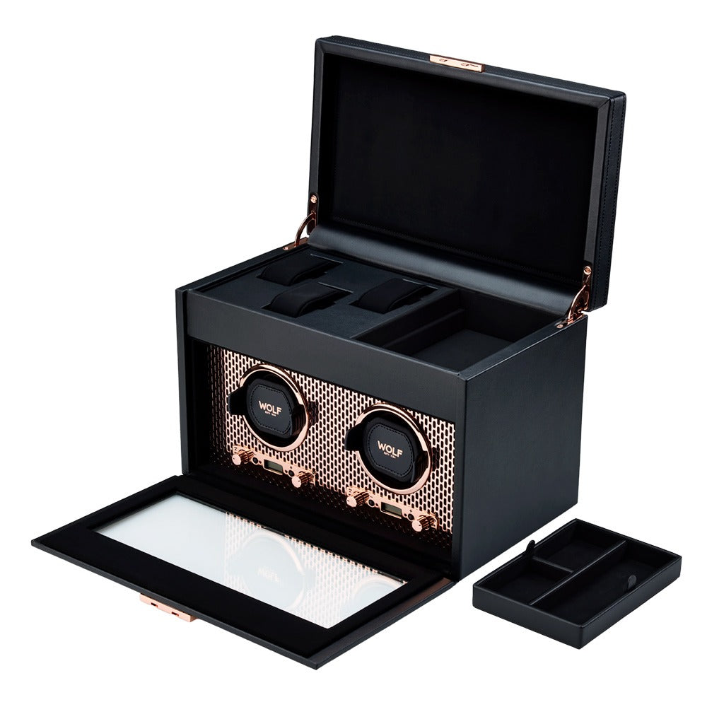 WOLF 1834 - Axis Double Watch Winder With Storage - Copper