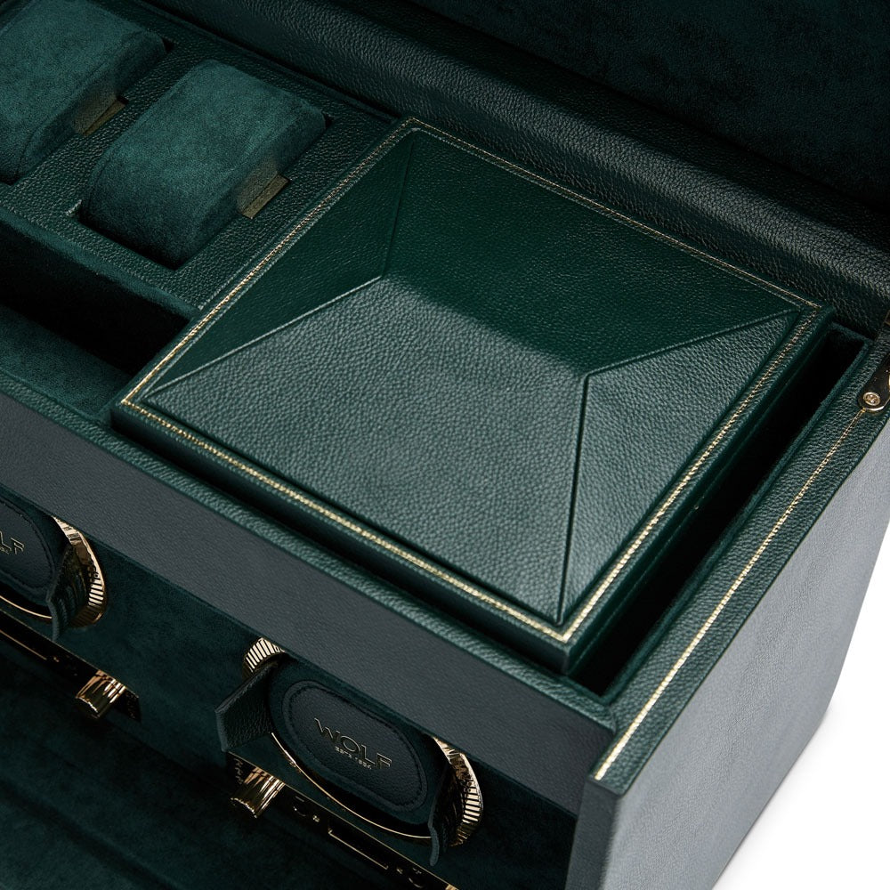 WOLF 1834 - British Racing Double Watch Winder with Storage - Green