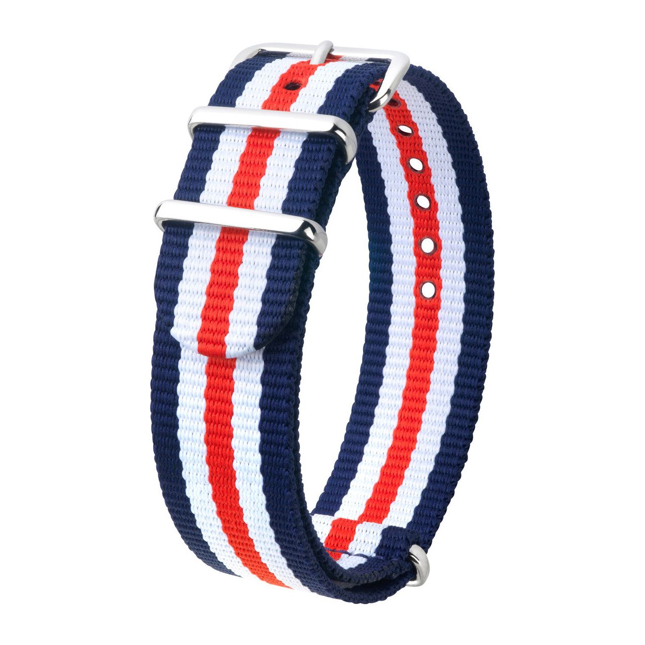 Blue &amp; White &amp; Red HIRSCH RUSH Military style Nylon Watch Strap 4040 60