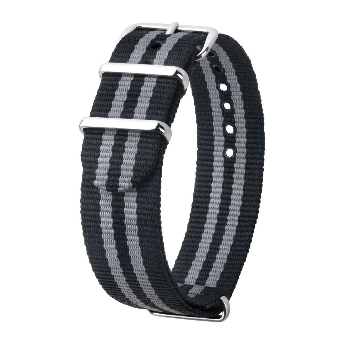 Black &amp; Grey HIRSCH RUSH Military style Nylon Watch Strap 4040 60