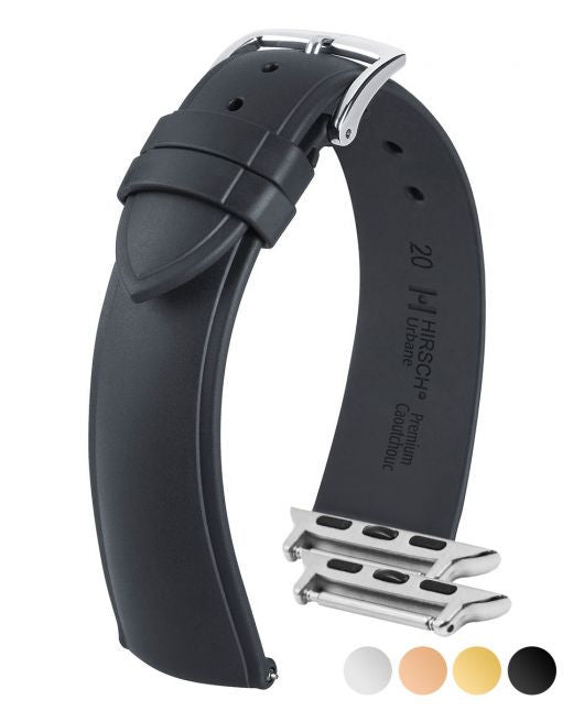 Hirsch URBANE Premium Caoutchouc Watchband - Black