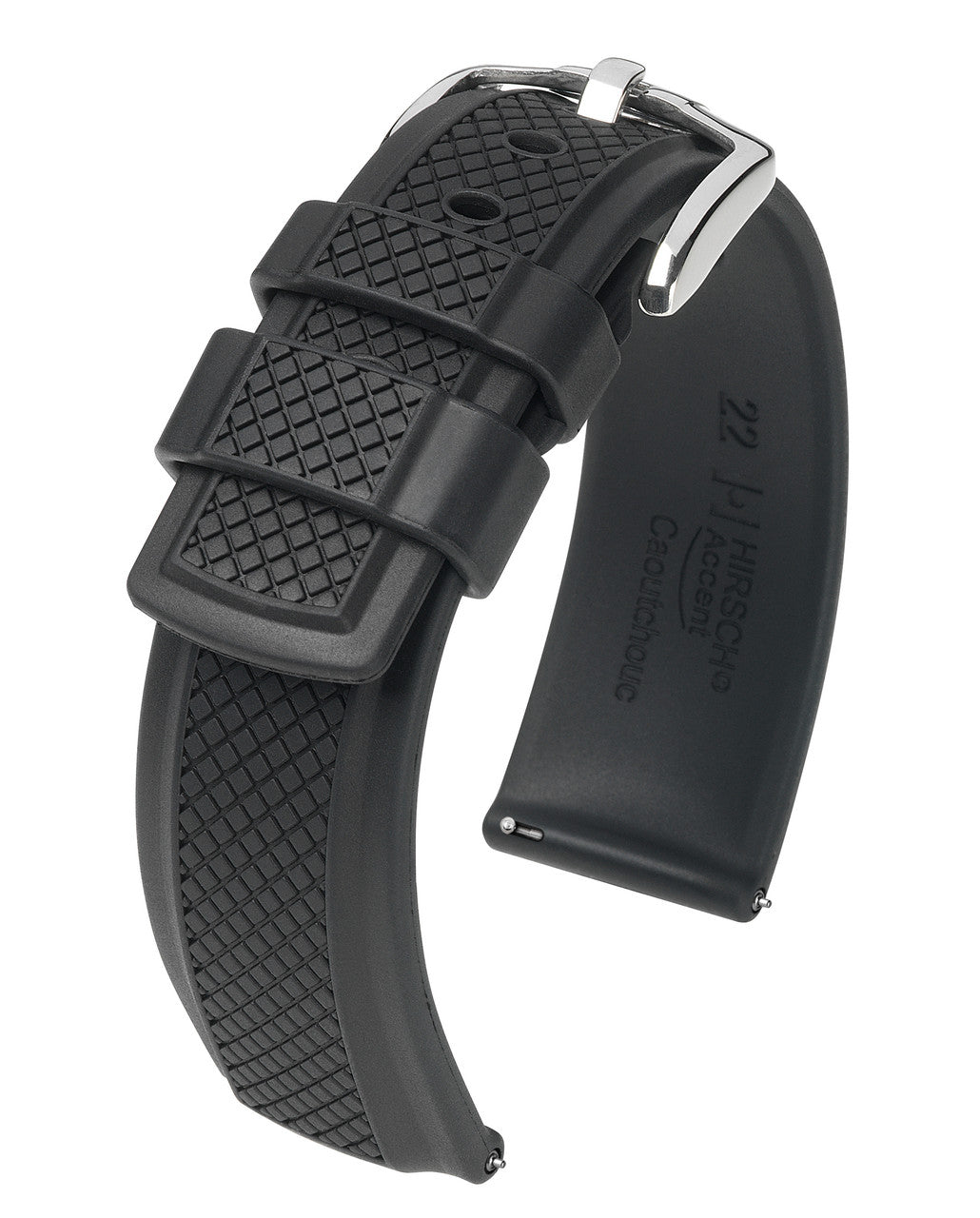 Hirsch ACCENT Premium Caoutchouc Watchband - Black