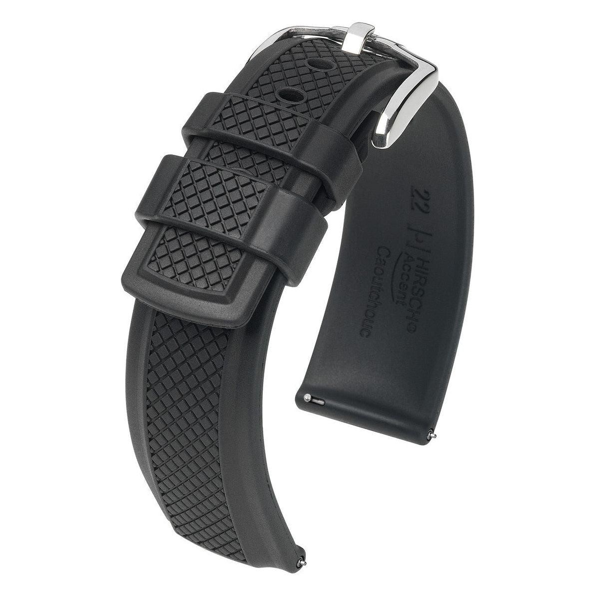 Black HIRSCH ACCENT Premium Caoutchouc Watchband 4047 88