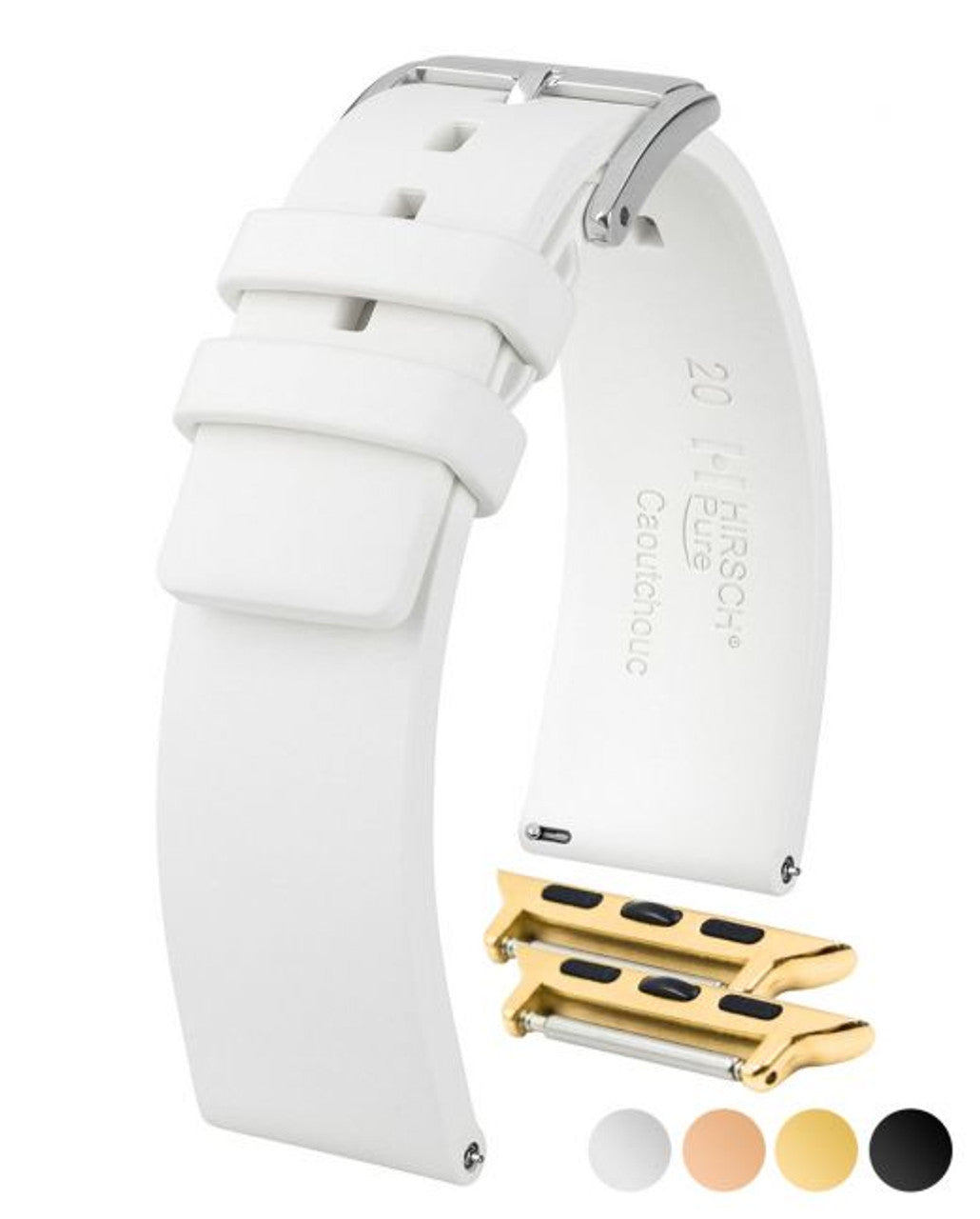 HIRSCH PURE Premium Caoutchouc Watchband 4041 88 - White