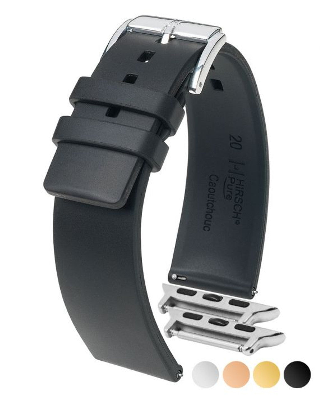 HIRSCH PURE Premium Caoutchouc Watchband 4041 88 - Black