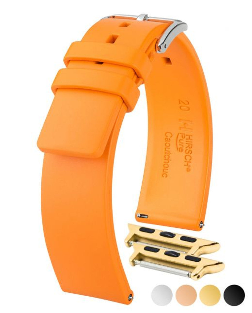 HIRSCH PURE Premium Caoutchouc Watchband 4053 88 - Orange