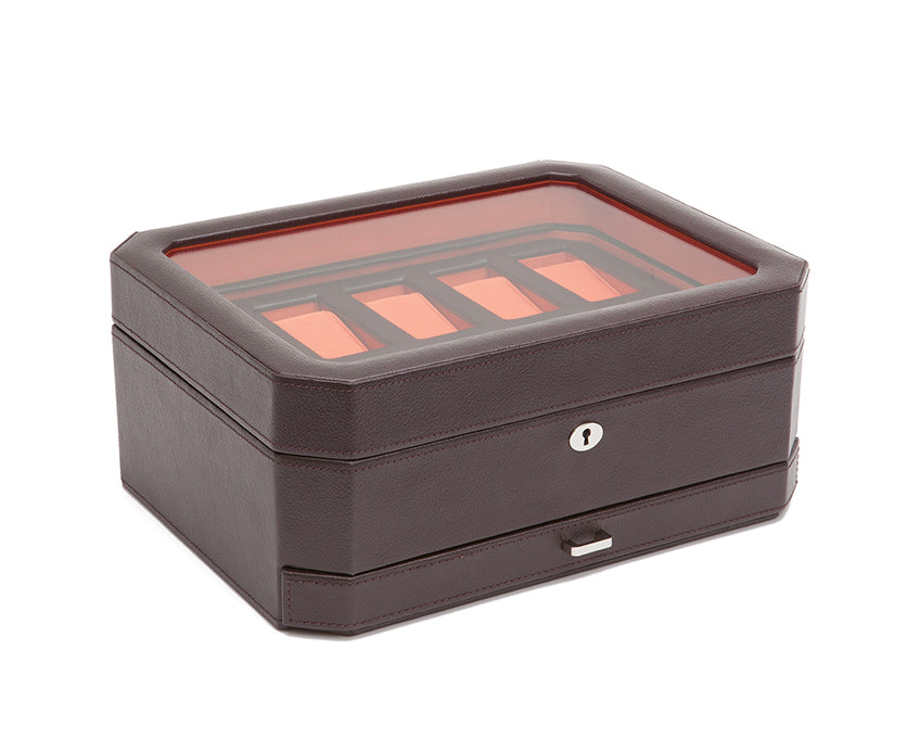 WOLF 1834 - Windsor 10 Piece Watch Box with Drawer - Brown/Orange
