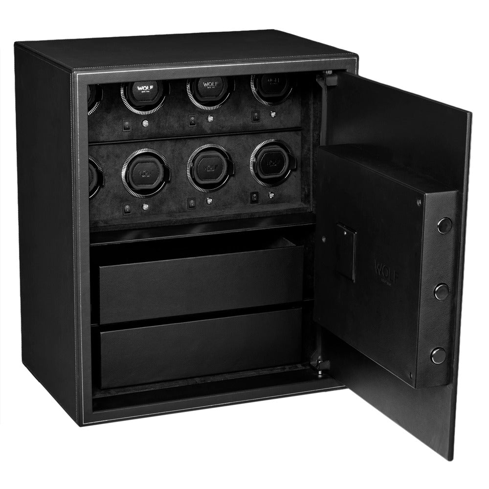 WOLF 1834 The Den 8 Piece Watch Winder Safe - Black - view 3