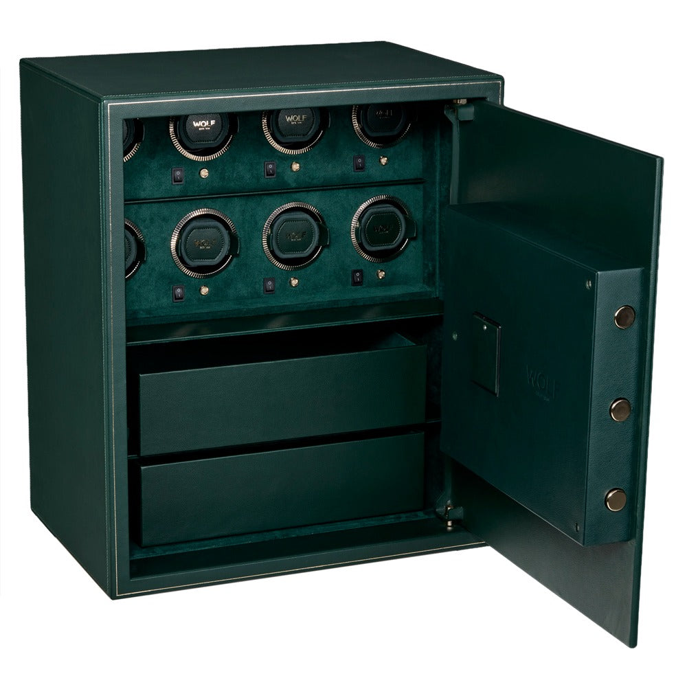 WOLF 1834 The Den 8 Piece Watch Winder Safe - Green - view 2